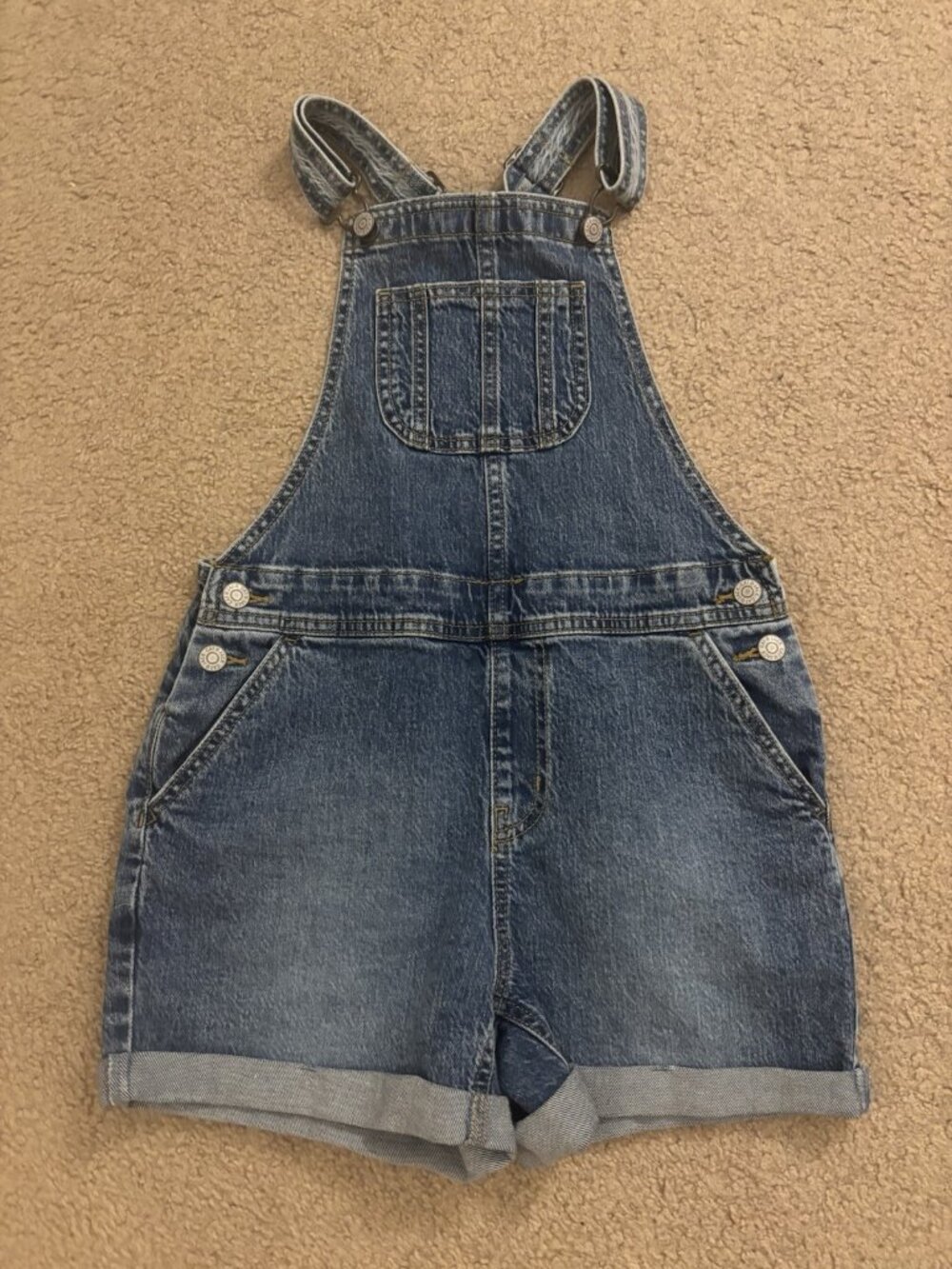 Cat and Jack Girls Size 10/12 Overall Shorts Jean Denim